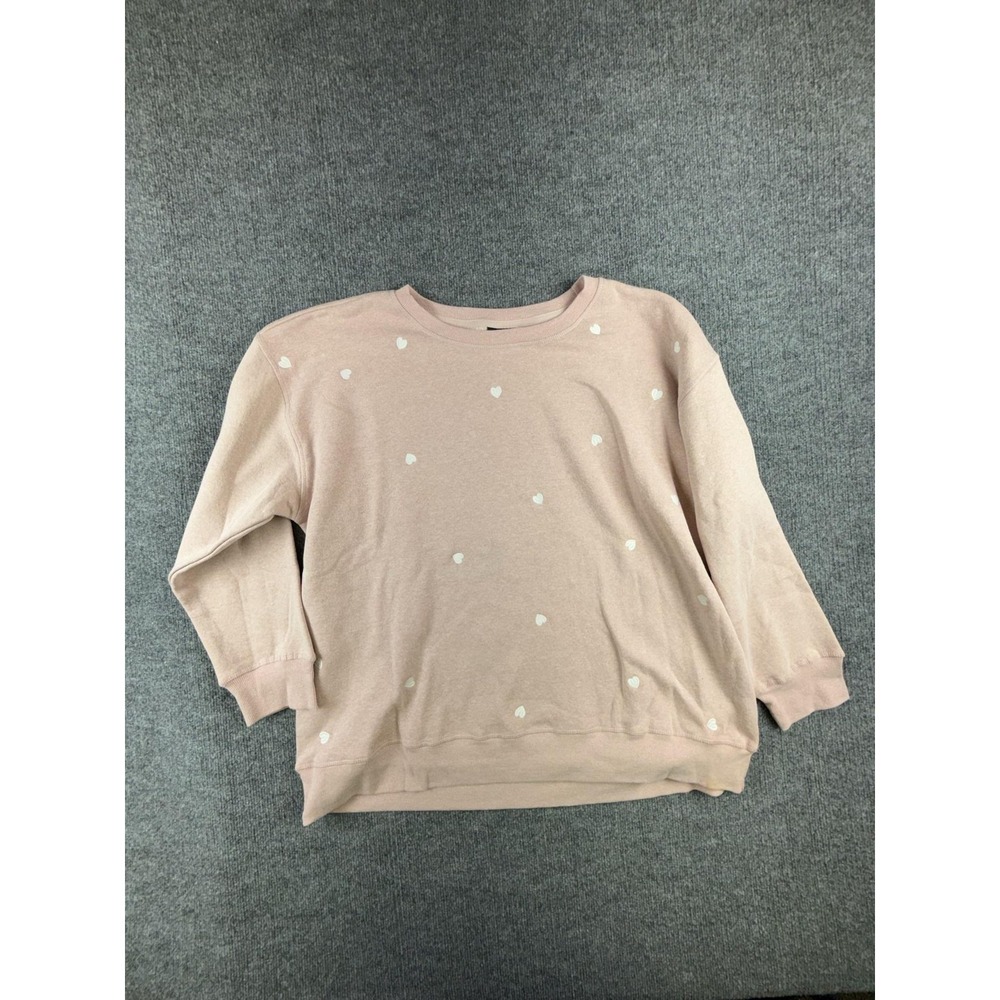 Joei & I Sweatshirt Womens 3X Pink Heart Print Fleece Crewneck Pullover